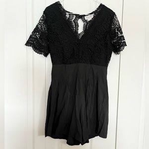 Molly Bracken black lace romper size small